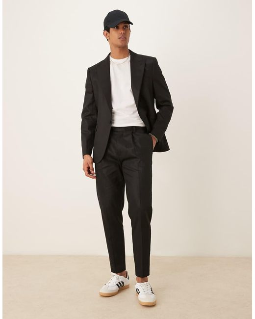 ASOS Black Slim Linen Blend Suit Jacket for men