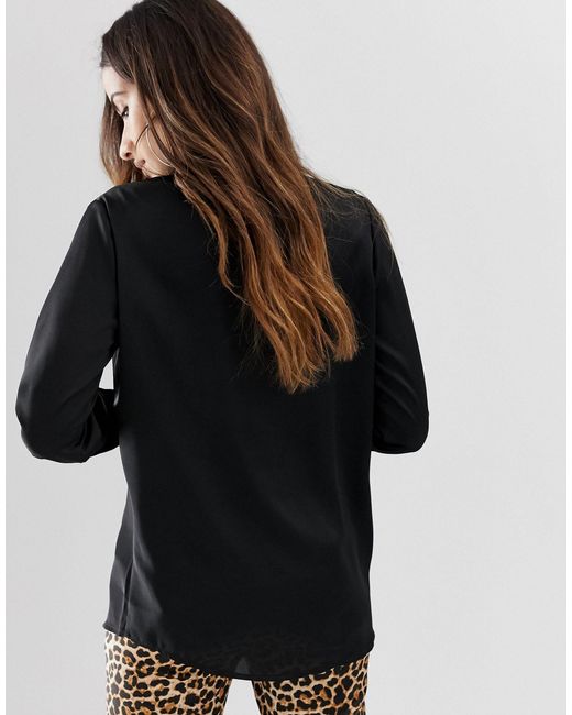 black satin long sleeve shirt