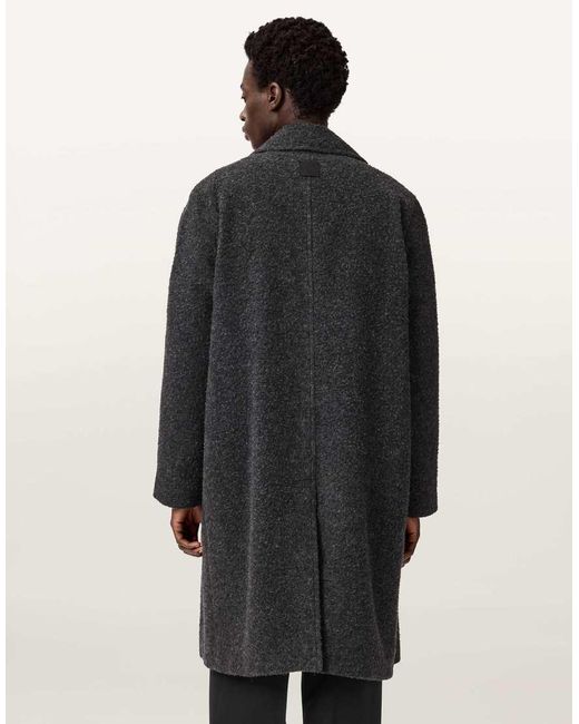 AllSaints Gray Duke Wool Overcoat for men