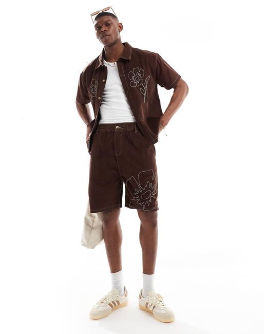Native Youth – cord-shorts in Brown für Herren