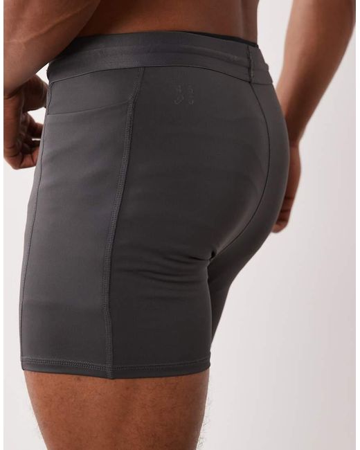 4505 Gray Active 5" Base Layer Training Half Tights With Phone Pocket for men