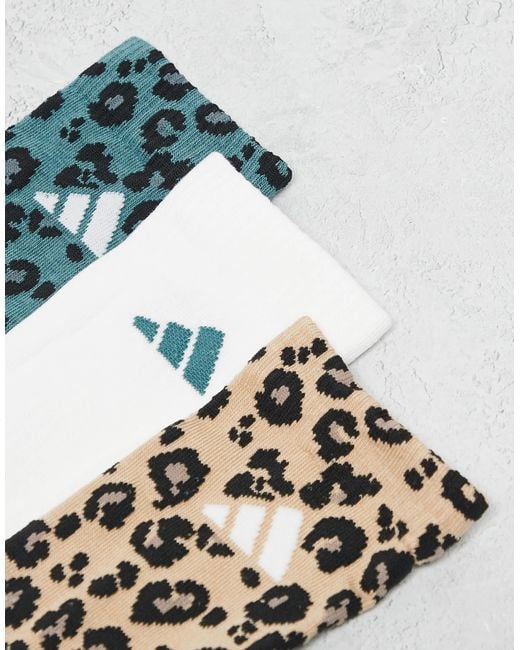 Adidas Originals Metallic – 3er-pack mittellange socken mit leopardenmuster