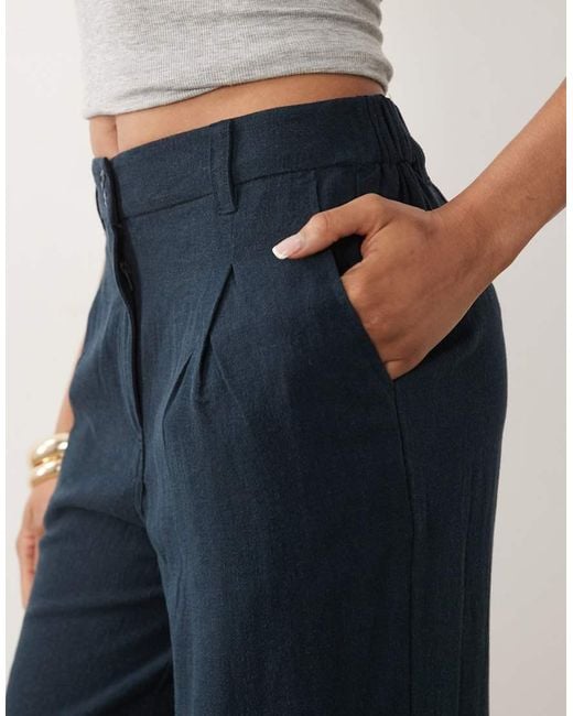 ASOS Blue Asos Design Tall Wide Leg Trousers With Pleat Detail