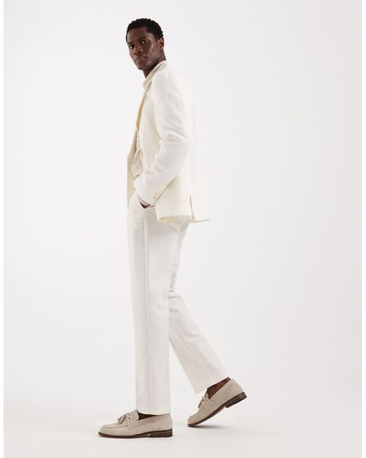 ASOS White Mix & Match Linen Rich Slim Suit Trousers for men