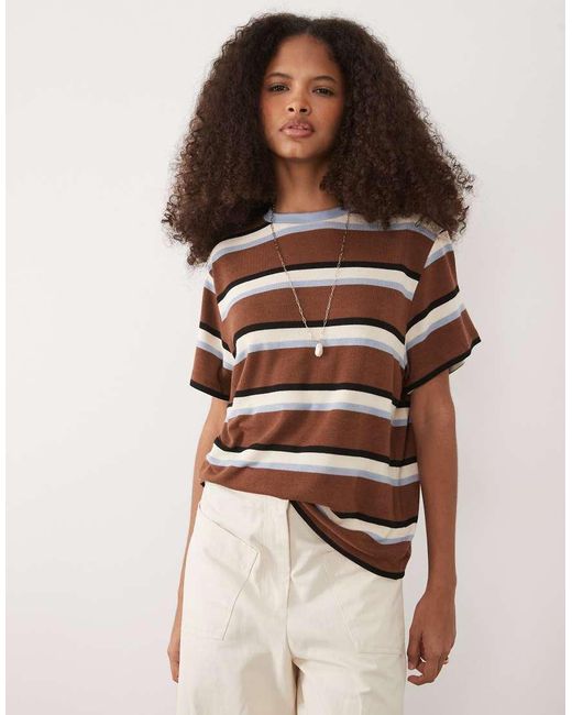 ASOS Natural Knitted Jersey Boxy Top Co-ord