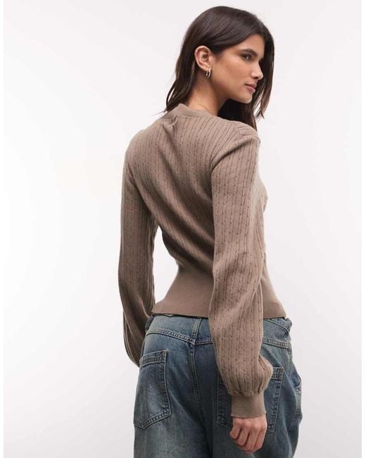Monki Brown Lightweight Cinched Cardigan