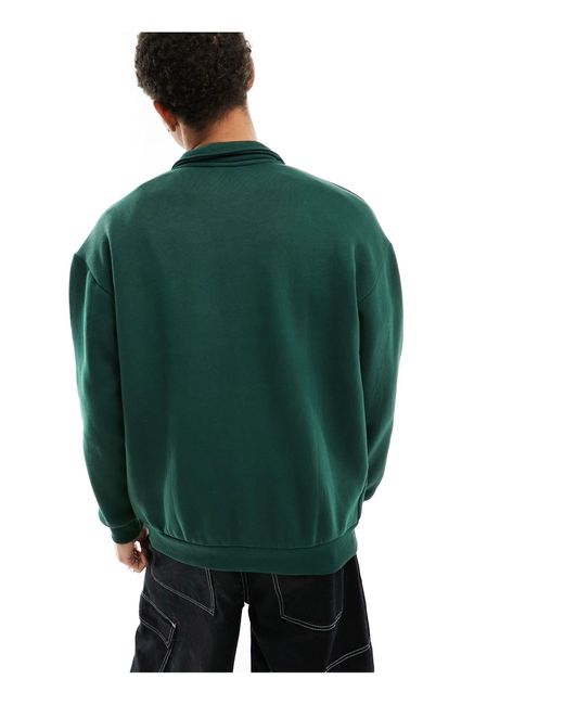 Bershka Green 1/4 Zip Sweatshirt for men