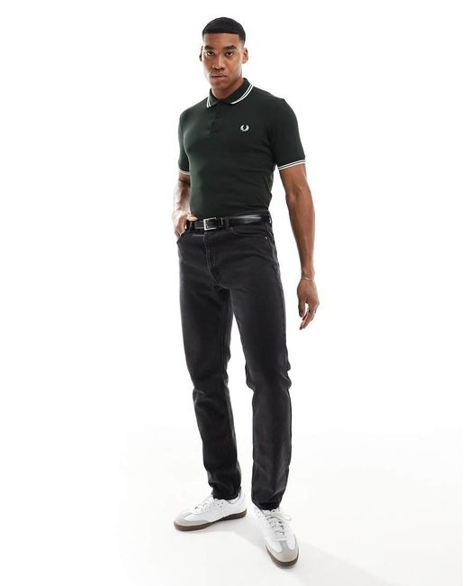 Fred Perry Black Twin Tipped Logo Polo for men
