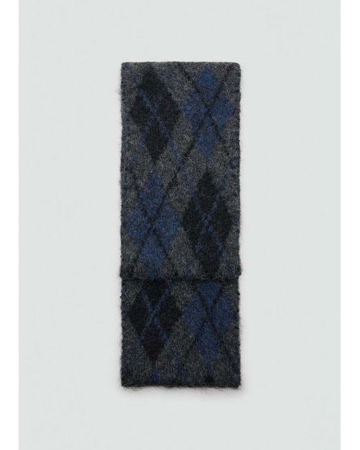 Sciarpa Grigia A Losanghe di Mango in Blue