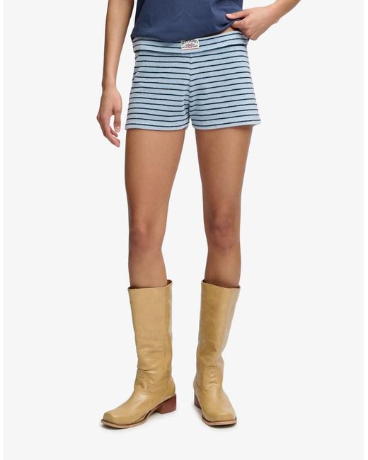 Superdry Blue Athletic Essentials Fold Over Towelling Shorts