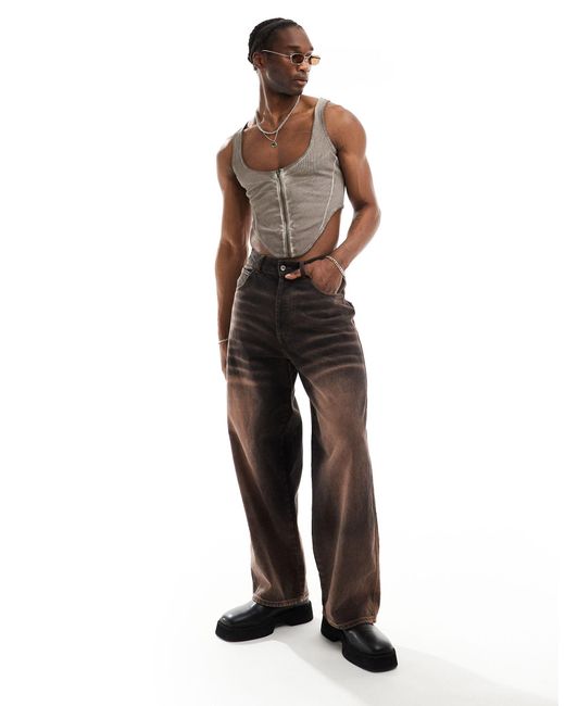 Collusion Brown Muscle Corset for men