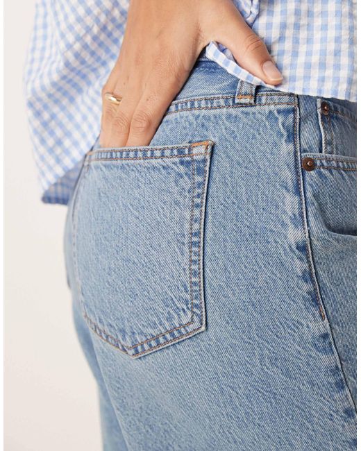 Abercrombie & Fitch Blue Classice Mid Rise Bermuda Shorts With Frayed Hem
