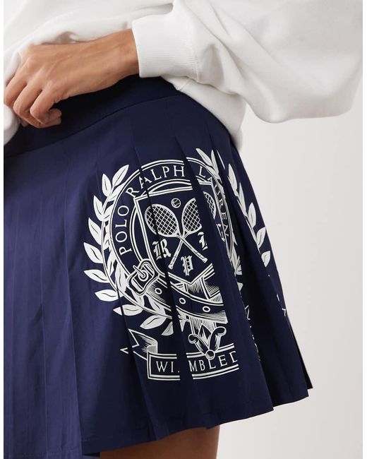 Polo Ralph Lauren White Wimbledon Capsule Racket Print Pleated Skort