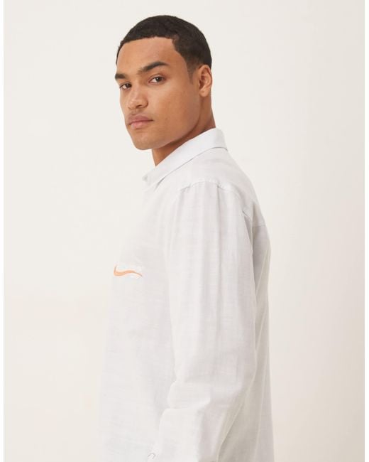 ASOS White Relaxed Shirt With Chest Embroidery for men