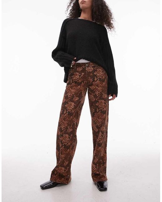 TOPSHOP Brown Ember Low Rise Straight Leg Jean
