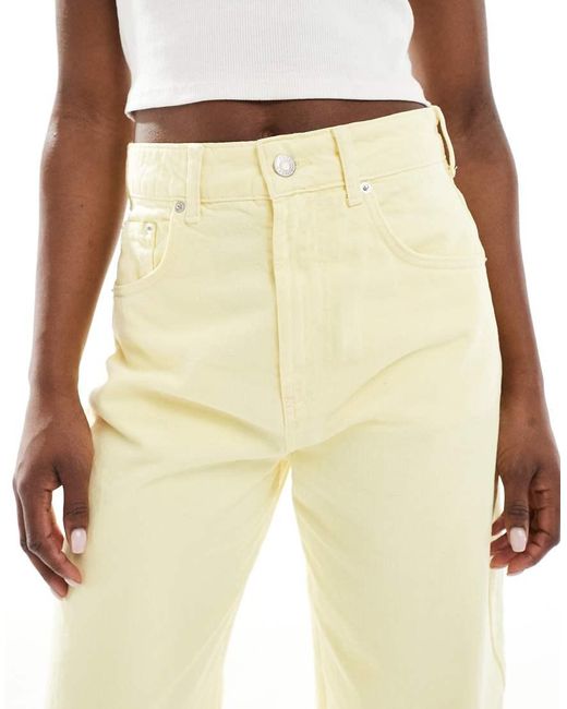 ASOS Jeans Met Ronde Pijpen En Hoge Taille in het Natural