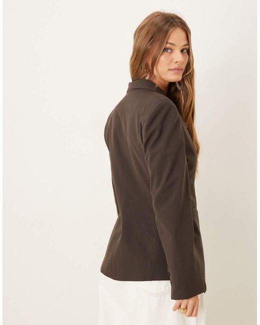 ASOS Gray Tailored Nipped Waist Blazer With Cut Away Hem