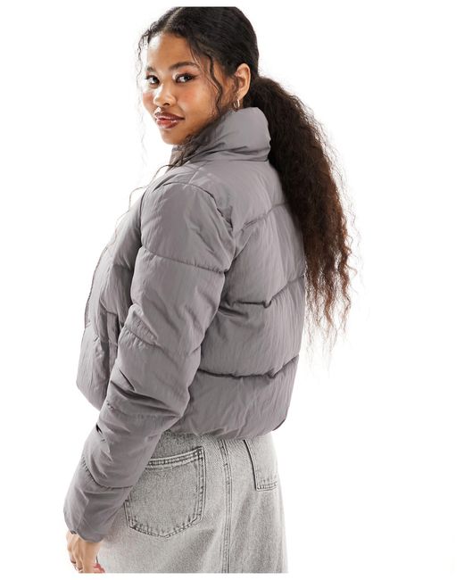 Only Petite Gray Padded High Neck Jacket