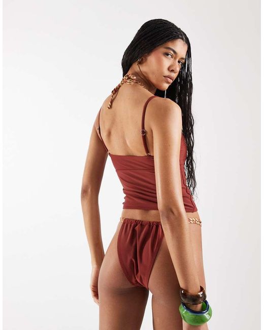 Reclaimed Vintage White Bikini Bottoms With Ruched Sides