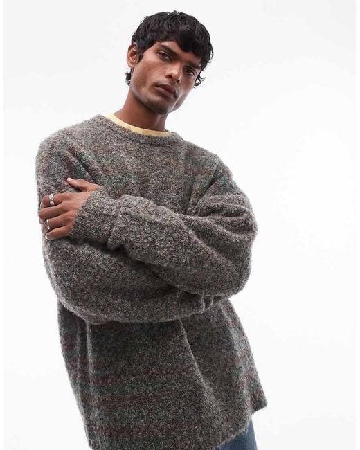 Topman Gray Boucle Jumper for men