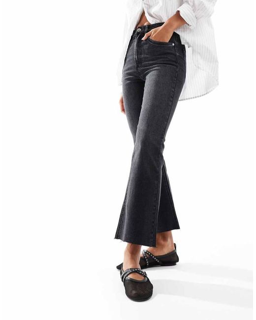 Stradivarius White Cropped Flare Jeans