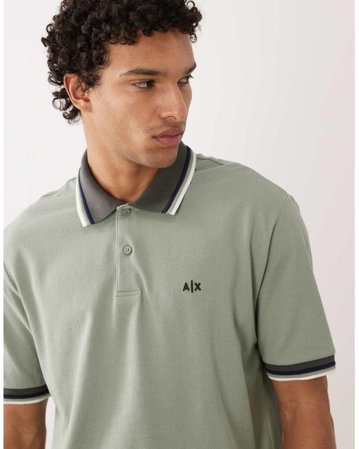 ARMANI EXCHANGE Green Logo Polo Shirt for men