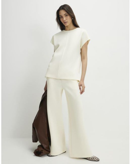 River Island Natural Premium Twill Wide Leg Joggers