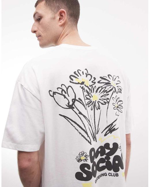 ASOS White Boxy Oversized T-shirt With Floral Graphic for men
