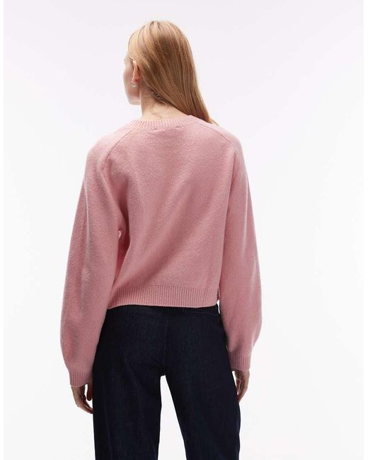 & Other Stories Pink Crew Neck Jumper With Volume Sleeves