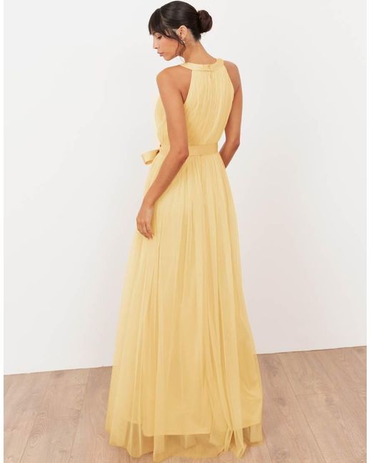 ANAYA Natural Halter Neck Maxi Dress