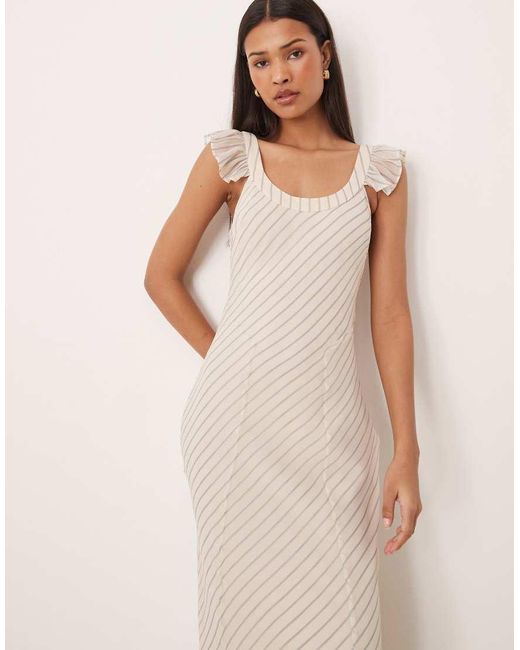 ASOS Natural Scoop Neck Maxi Dress With Tie Back