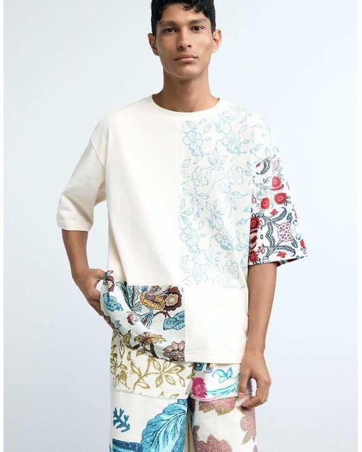 Desigual White Patchwork T-Shirt for men
