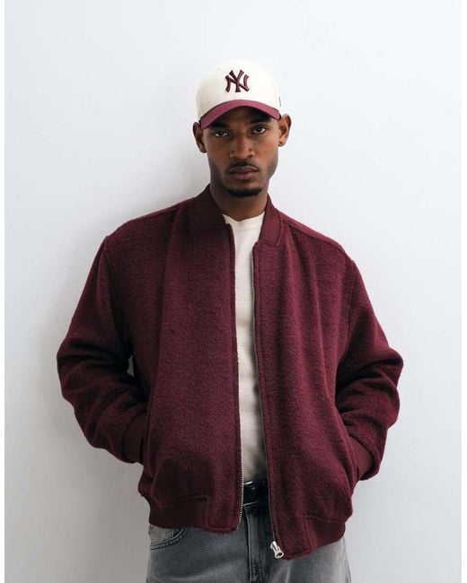 ASOS Red Oversized Wool Look Bomber for men