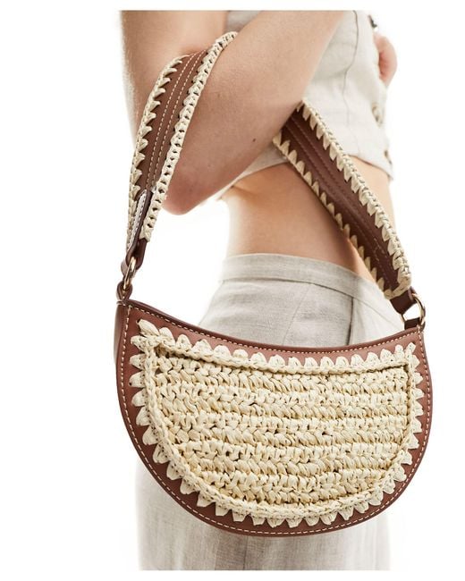 ASOS Natural Shoulder Bag With Hand Crochet Weave