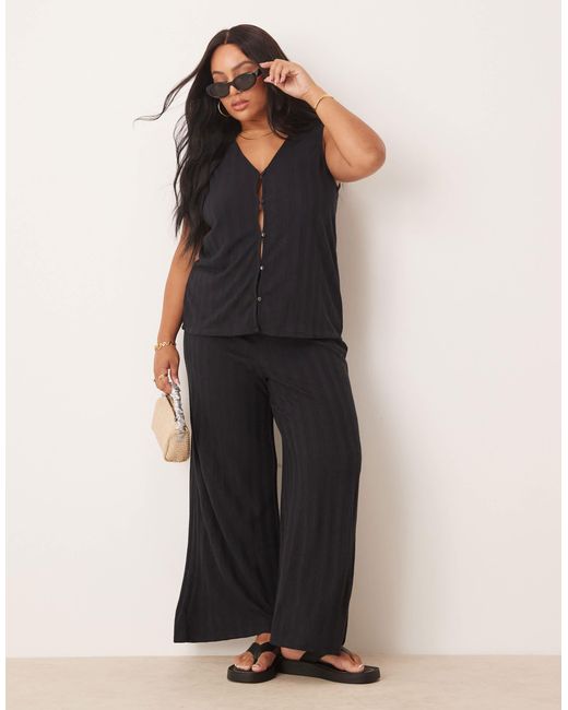 Vila Curve Black – leichte strickhose