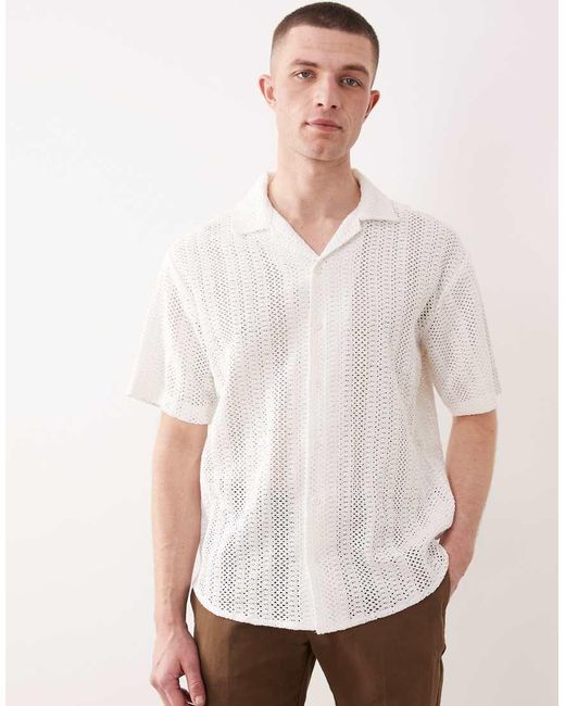 Only & Sons White Crochet Shirt for men