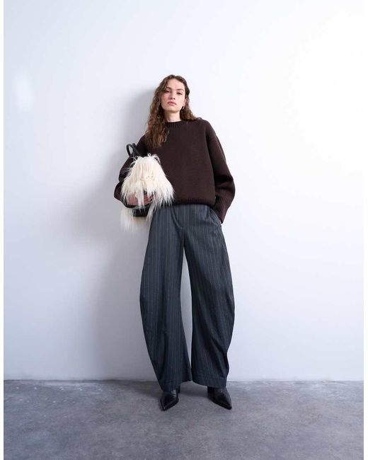 Pantalones De Sastre Grises A Rayas De Pernera Barrel De TOPSHOP de color Blue