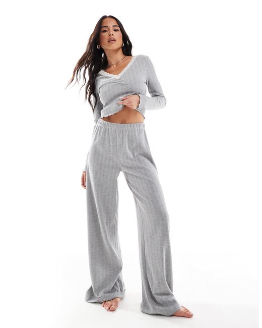 Pantalon d'ensemble ample en maille pointelle Miss Selfridge en coloris White