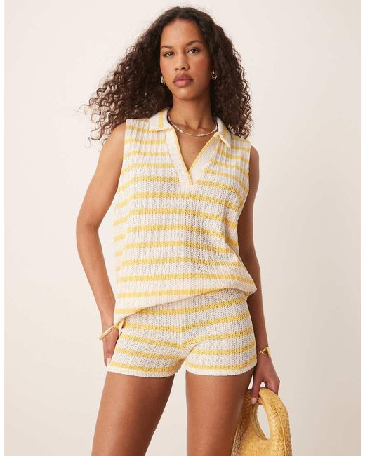 Pantaloncini Micro Gialli A Righe di ASOS in Natural