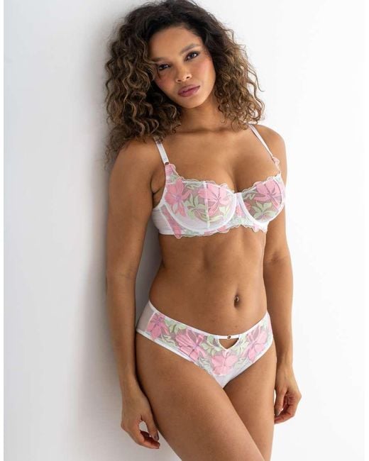 Pour Moi Natural Roxanne Embroidered High Leg Mesh Brief