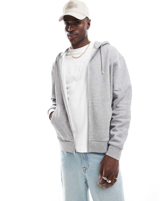 ASOS Gray Essential Zip Through Hoodie for men