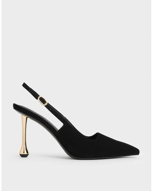 Charles & Keith Multicolor Faux Suede Sculptural-Heel Pointed Pumps