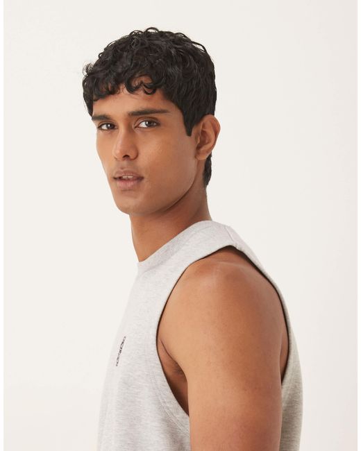 ASOS White Relaxed Heavyweight Loopback Vest With Embroidery for men