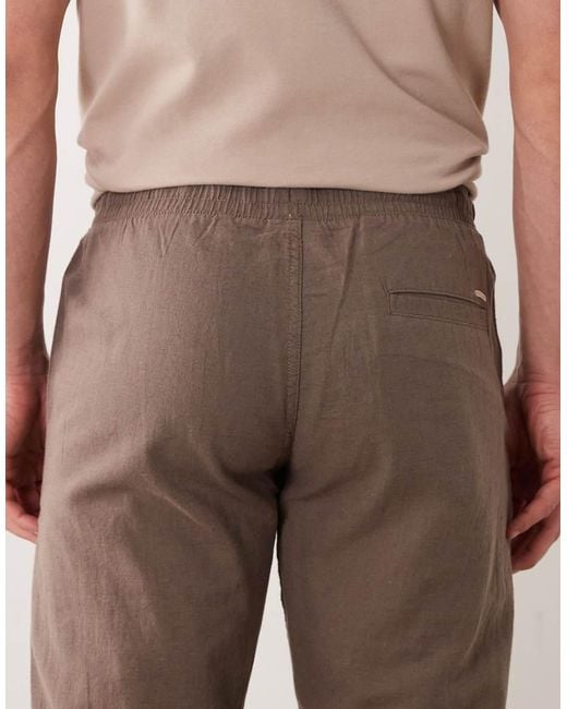 Jack & Jones Natural Linen Blend Trouser With Drawstring Waist for men