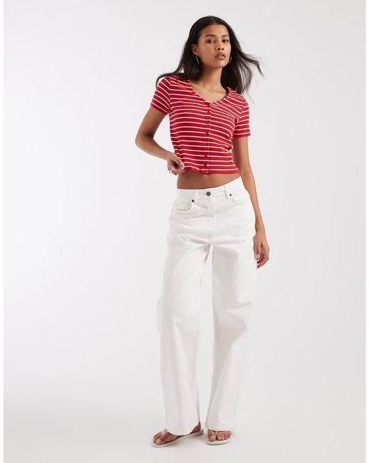 Levi's Red Muse Button Down Rib Jersey Top