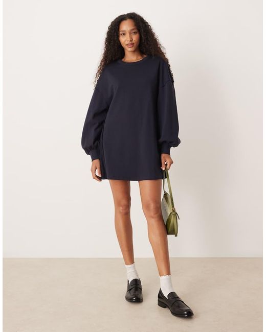 ASOS Blue Cotton Trapeze Sweat Mini Dress