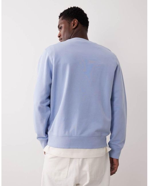 Mango Blue 100% Cotton Relaxed Fit Sweatshirt for men
