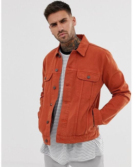 ASOS Western Denim Jacket In Burnt Orange for men