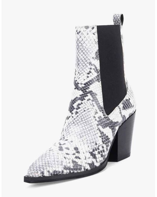 OFF THE HOOK Black 'Marlow' Block Heel Western Ankle Leather Boots