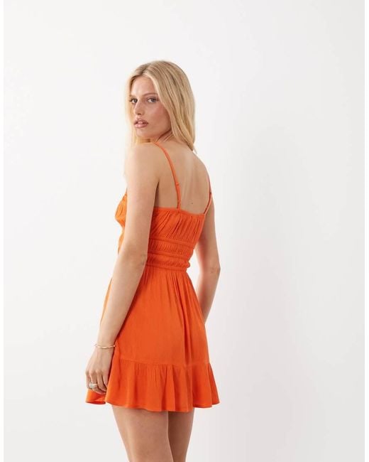 Miss Selfridge Orange Cheesecloth Mini Sun Dress
